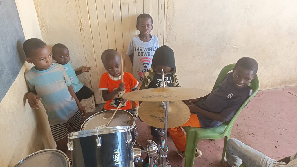 Children playing drums